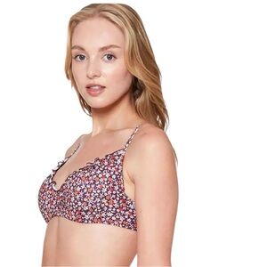 Sanctuary RETROGRADE PURPLE Micro Garden Shirred Bikini Top